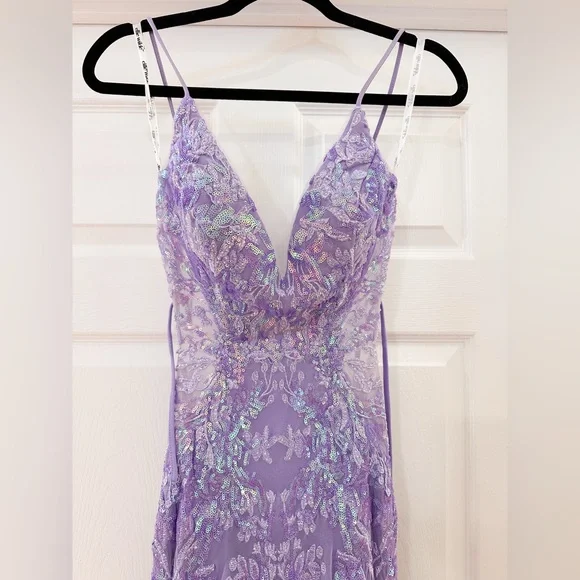 Ellie Wilde EW35011 Lavender Purple Sequin Mermaid Prom Dress sz 0/2 - Picture 8 of 12